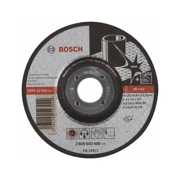 BOSCH grinding disc cranked Inox AS 30 S INOX BF 125mm 22,23mm 6mm 2608602488 - Rough grinding wheel