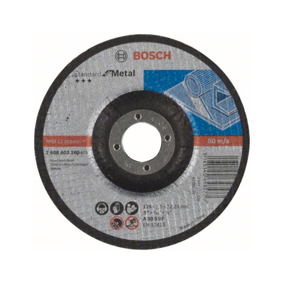 BOSCH Trennscheibe gekröpft Standard for Metal A 30 S BF 125mm 2,5mm 2608603160 - Schleifmittel aus gebundenem Schleifmittel mit Bohrung oder Gewinde
