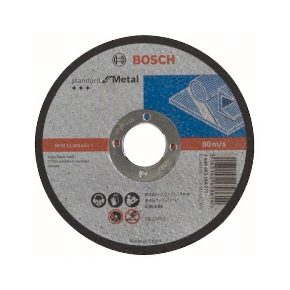 BOSCH Cut-off wheel straight Standard for Metal A 30 S BF 115 mm 2.5 mm 2608603164 - Abrasive made of bonded abrasive with bore or thread