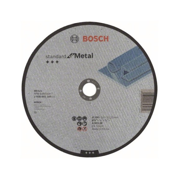 BOSCH Cut-off wheel straight Standard for Metal A 30 S BF 230 mm 3.0 mm 2608603168 - Abrasive made of bonded abrasive with bore or thread