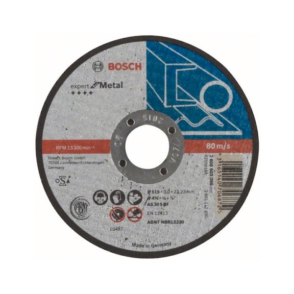 BOSCH Cut-off wheel straight Expert for Metal AS 30 S BF 115 mm 3.0 mm 2608603395 - Abrasive made of bonded abrasive with bore or thread