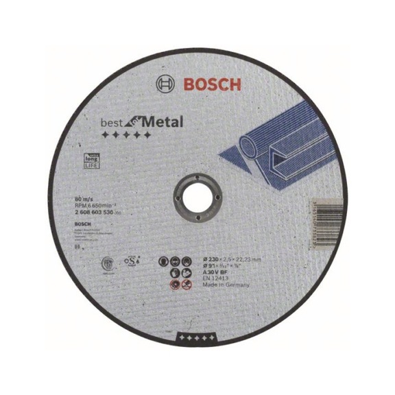 BOSCH Trennscheibe gerade Best for Metal A 30 V BF 230 mm 2,5 mm 2608603530 - Schleifmittel aus gebundenem Schleifmittel mit Bohrung oder Gewinde