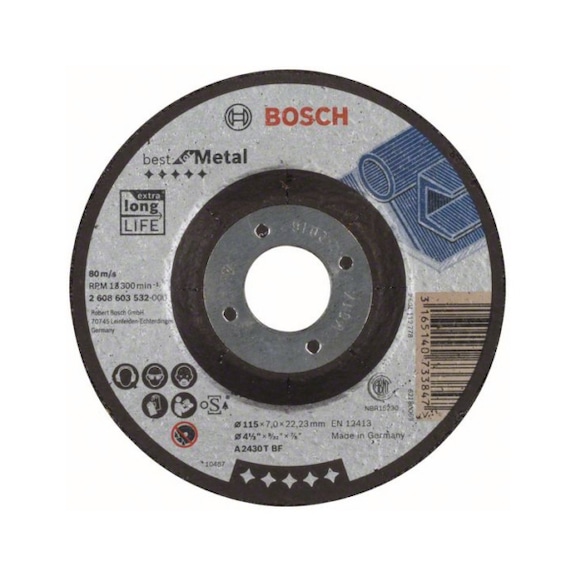 BOSCH grinding disc cranked A 2430 T BF 115 mm 22.23 mm 7 mm 2608603532 - Rough grinding wheel