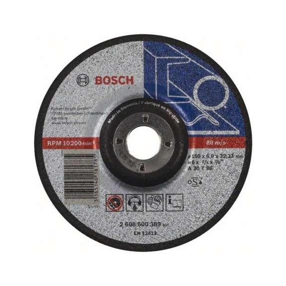 BOSCH Cranked grinding wheel A 30 T BF 150mm 22,23mm 6mm 2608600389 - Rough grinding wheel