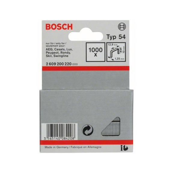 BOSCH Flachdrahtklammer Typ 54 12,9 x 1,25 x 10 mm 1000er-Pack 2609200220 - Klammer/Stift für Tacker (Sonstige)