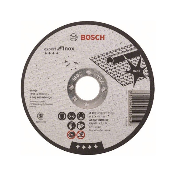 BOSCH Cut-off wheel straight Expert for Inox AS 46 T INOX BF 125 mm 2 mm 2608600094 - Abrasive made of bonded abrasive with bore or thread