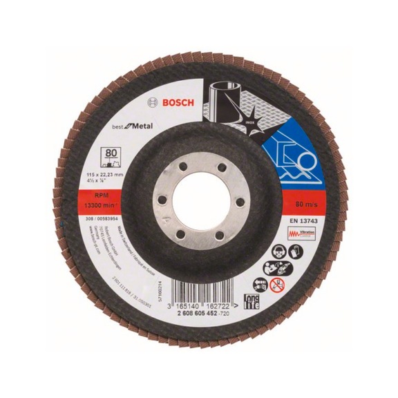 BOSCH flap disc X571 angled 115 mm 80 glass cloth 2608605452 - Flap disc