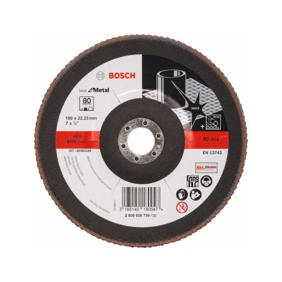 BOSCH flap disc X571 angled 180 mm 80 glass cloth 2608606739 - Flap disc