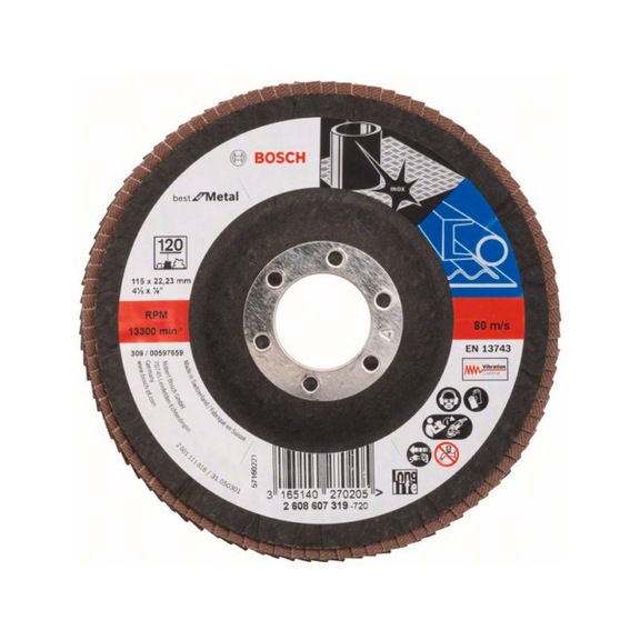 BOSCH flap disc X571 angled 115 mm 120 glass cloth 2608607319 - Flap disc