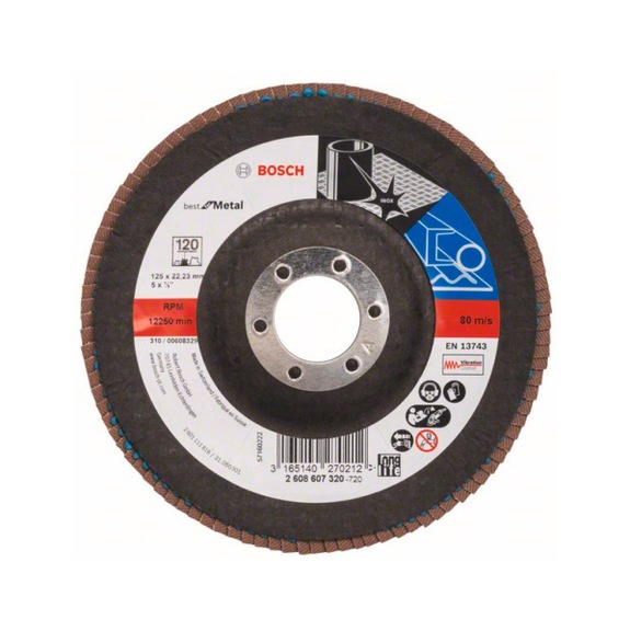 BOSCH flap disc X571 angled 125 mm 120 glass cloth 2608607320 - Flap disc