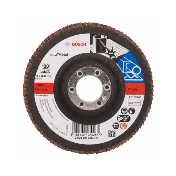 BOSCH Flap disc X571 Metal straight 115mm 120 Glass cloth 2608607325 - Flap disc
