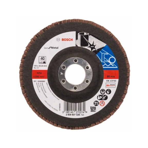 BOSCH Flap disc X571 Best Metal straight 125mm 40 Glass cloth 2608607326 - Flap disc