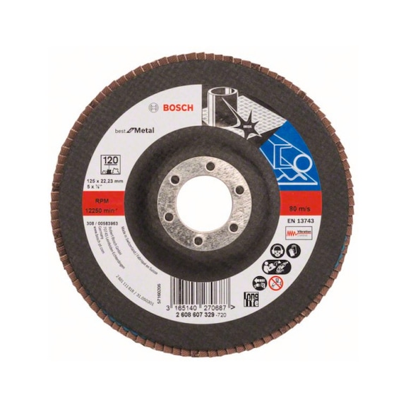 BOSCH Flap disc X571 Metal straight 125mm 120 Glass cloth 2608607329 - Flap disc