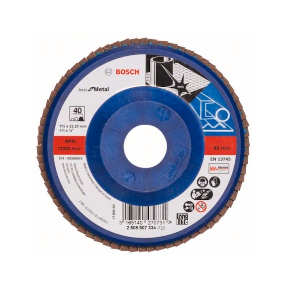 BOSCH Flap disc X571 Best Metal straight 115mm 40 Plastic 2608607334 - Flap disc
