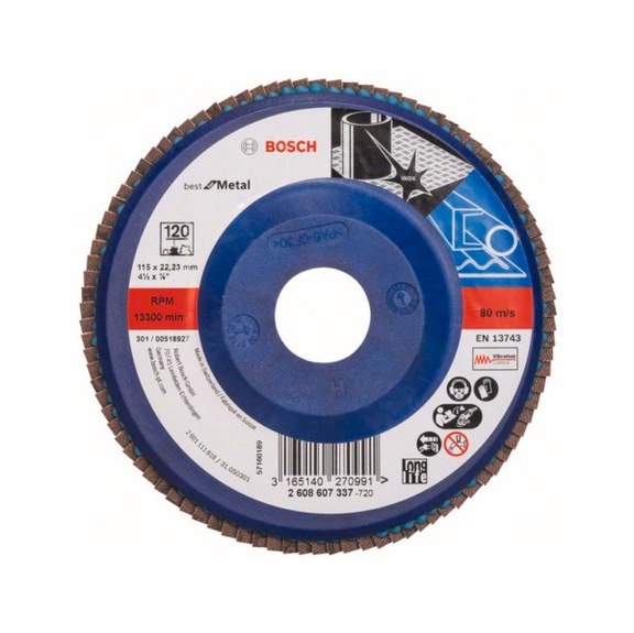 BOSCH Flap disc X571 Metal straight 115mm 120 plastic 2608607337 - Flap disc