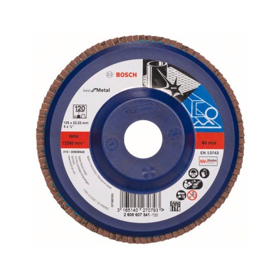 BOSCH Flap disc X571 Metal straight 125mm 120 plastic 2608607341 - Flap disc