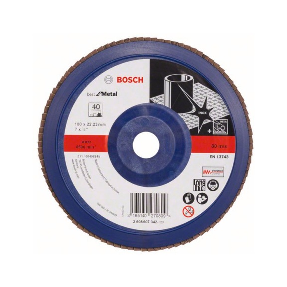 BOSCH Flap disc X571 Best Metal straight 180mm 40 plastic 2608607342 - Flap disc