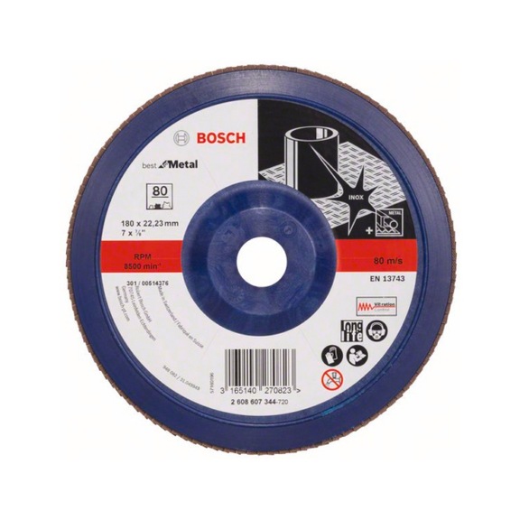BOSCH Flap disc X571 Best Metal straight 180mm 80 plastic 2608607344 - Flap disc