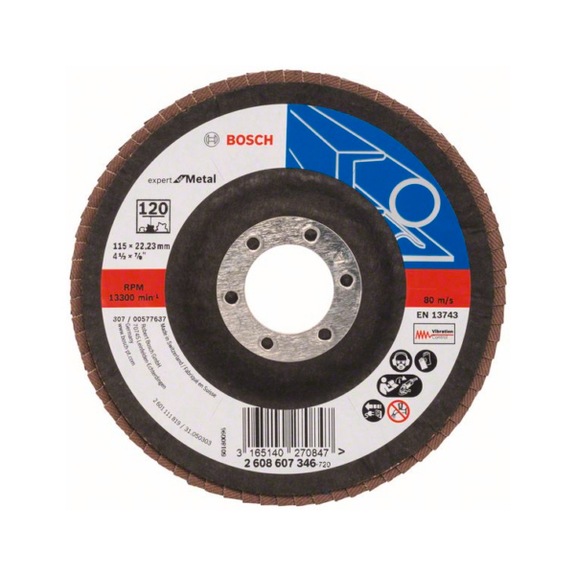 BOSCH Flap disc X551 Metal angled 115 mm 120 glass cloth 2608607346 - Flap disc