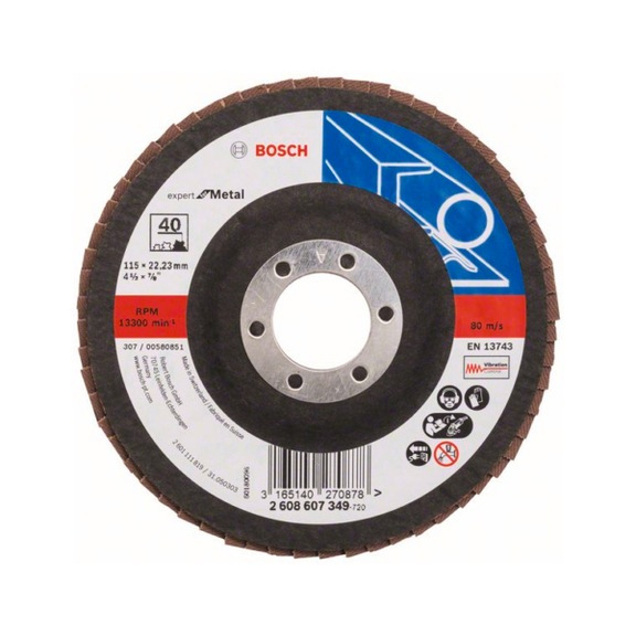 BOSCH Flap disc X551 straight 115 mm 40 Glass cloth 2608607349 - Flap disc