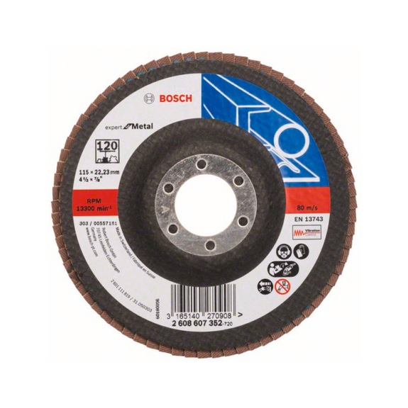 BOSCH Flap disc X551 straight 115mm 120 Glass cloth 2608607352 - Flap disc