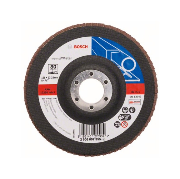 BOSCH Flap disc X551 straight 125mm 80 glass cloth 2608607355 - Flap disc