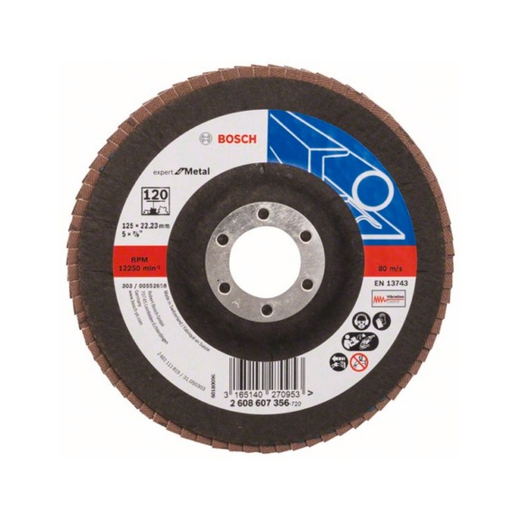 BOSCH Flap disc X551 straight 125mm 120 Glass cloth 2608607356 - Flap disc
