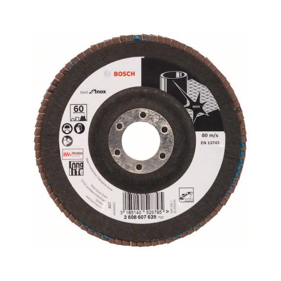 BOSCH flap disc X581 Inox angled 125mm 60 glass cloth 2608607639 - Flap disc