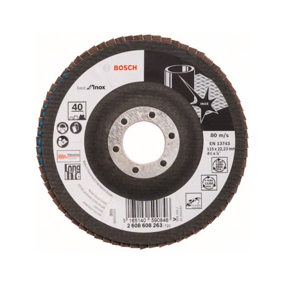 BOSCH flap disc X581 Inox angled 115mm 40 glass cloth 2608608263 - Flap disc