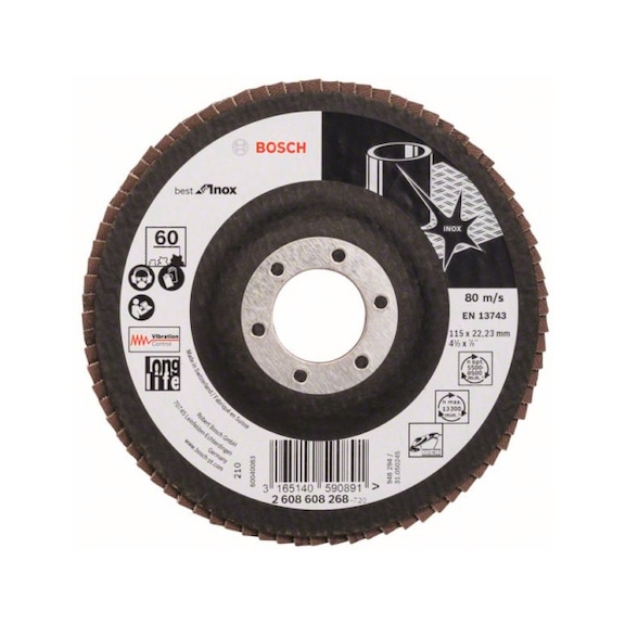 BOSCH flap disc X581 Best Inox straight 115 mm 60 glass cloth 2608608268 - Flap disc