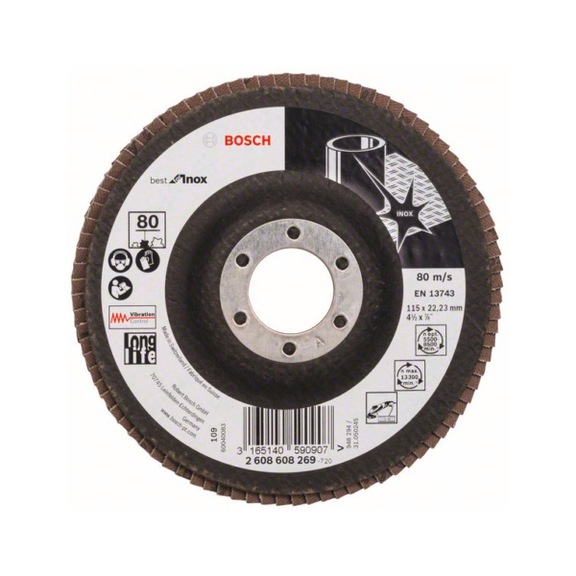 BOSCH flap disc X581 Best Inox straight 115 mm 80 glass cloth 2608608269 - Flap disc
