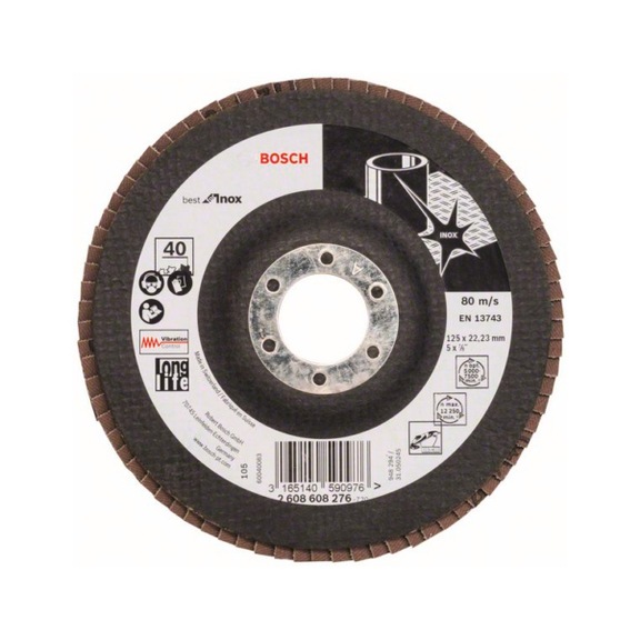 BOSCH flap disc X581 Best Inox straight 125 mm 40 glass cloth 2608608276 - Flap disc