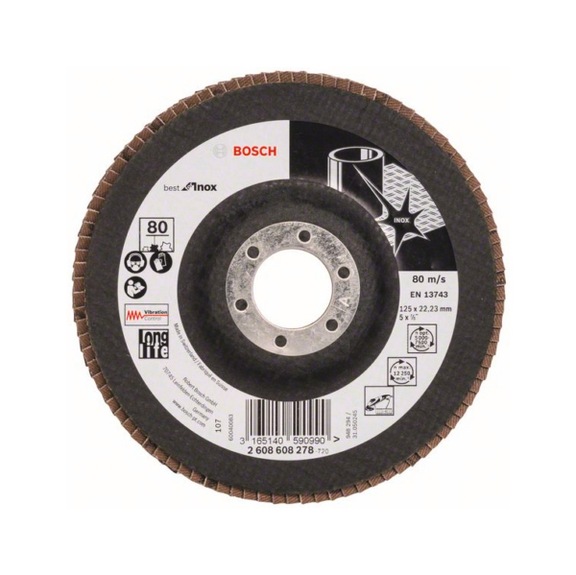 BOSCH flap disc X581 Best Inox straight 125 mm 80 glass cloth 2608608278 - Flap disc
