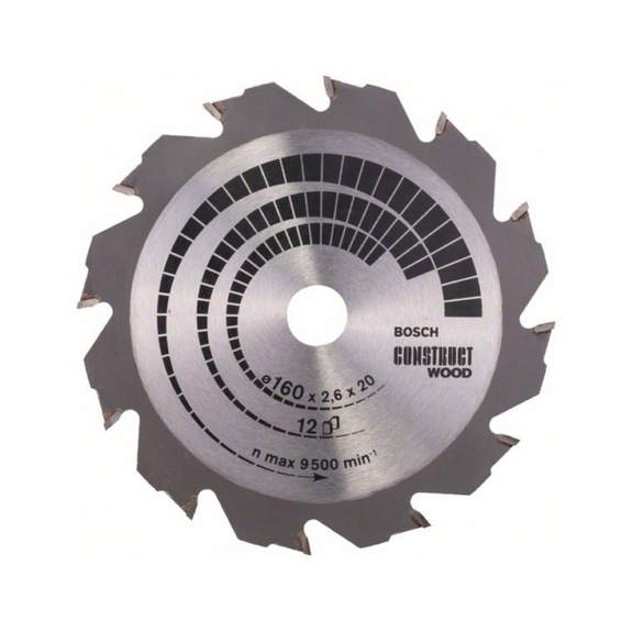 BOSCH Circular saw blade Construct Wood 160 x 20/16 x 2.6 mm 12 2608640630 - Circular saw blade (machines)