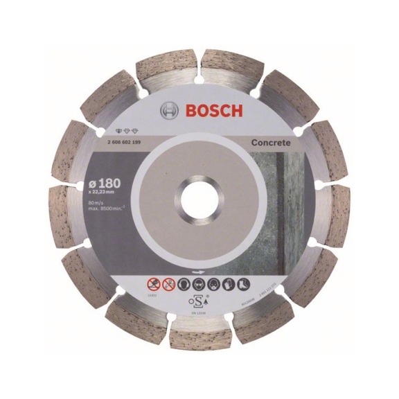 BOSCH Diamanttrennscheibe Standard Concrete 180x22,23x2x10mm 1er-Pack 2608602199 - Diamant-Trennscheibe