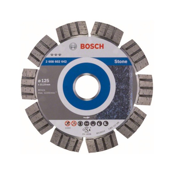 BOSCH Diamond cutting blade Best for Stone 125 x 22.23 x 2.2 x 12 mm 2608602642 - Diamond cutting disk
