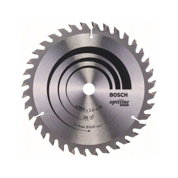 BOSCH Kreissägeblatt Optiline Wood für Handkreissägen 184x16x2,6mm 36 2608640818 - Kreissägeblatt (-Maschinen)