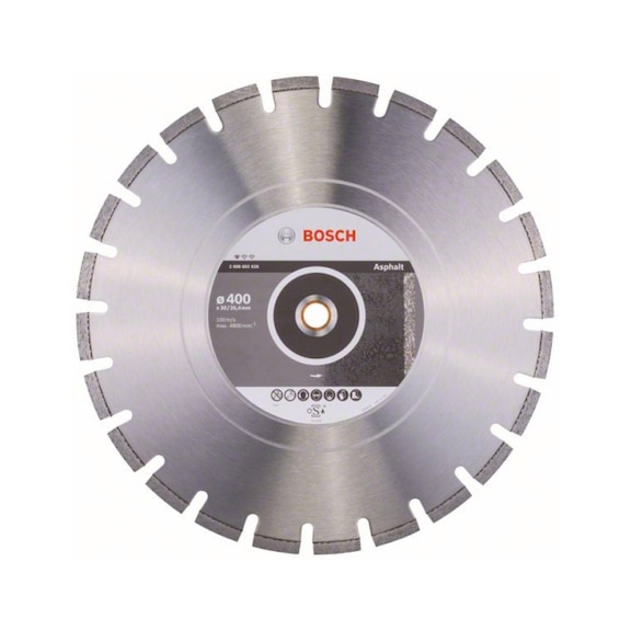 BOSCH Diamanttrennscheibe  for Asphalt 400x20,00/25,40x3,6x8mm 2608602626 - Diamant-Trennscheibe