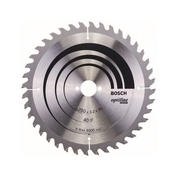 BOSCH Kreissägeblatt Optiline Wood für Tischkreissäge 250x30x3,2mm 40 2608640670 - Kreissägeblatt (-Maschinen)