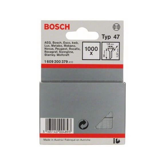 BOSCH Tackernagel Typ 47 1,8 x 1,27 x 26 mm 1000er-Pack 1609200379 - Tackernagel