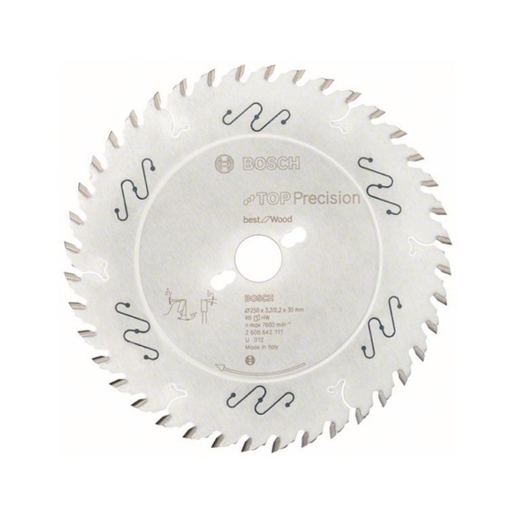 BOSCH Kreissägeblatt Top Precision Best for Wood 250 x 30 x 3,2 mm 40 2608642111 - Kreissägeblatt (-Maschinen)