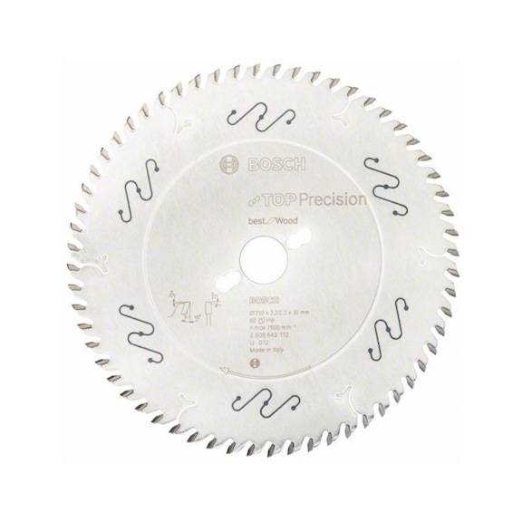 BOSCH Kreissägeblatt Top Precision Best for Wood 250 x 30 x 3,2 mm 60 2608642112 - Kreissägeblatt (-Maschinen)