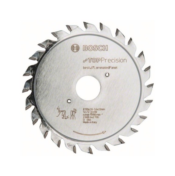 BOSCH Scoring blade Top Precision Laminated Panel 120x22x2,8 - 3,6mm 2608642130 - Circular saw blade (bore, non-detachable cutting edges)