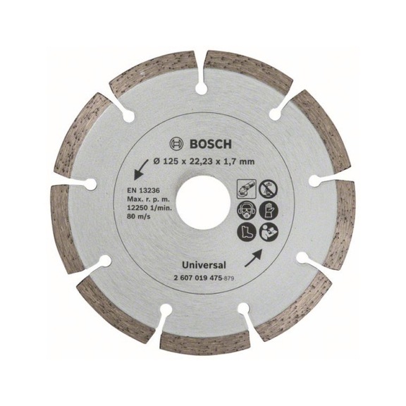 BOSCH Diamanttrennscheibe für Baumaterial Durchmesser 125 mm 2607019475 - Schleifwerkzeug mit Diamant oder Bornitrid mit Bohrung