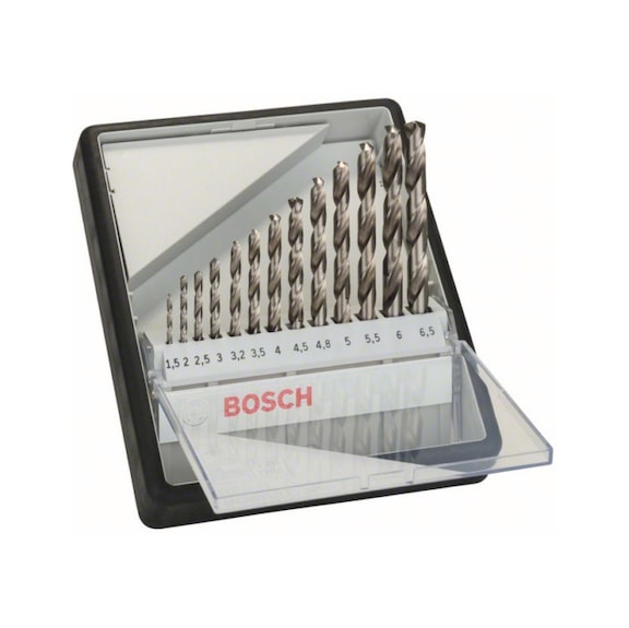 BOSCH 13-piece metal drill bit set Robust Line HSS-G 135 degrees 1.5-6.5 mm - Drill set (cutting tool with defined cutting edges)