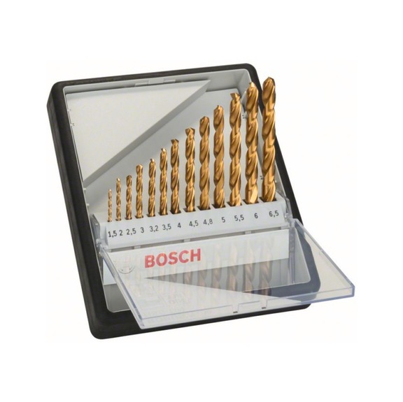 BOSCH 13-piece metal drill bit set Robust Line HSS-TiN 135 degrees 1.5-6.5 mm - Drill set (cutting tool with defined cutting edges)