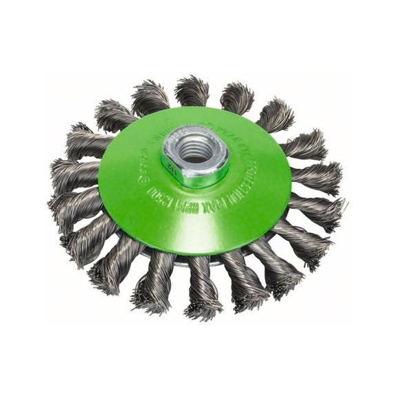 BOSCH tapered brush Heavy Inox 115mm knotted stainless steel wire 2608622109 - Tapered brush