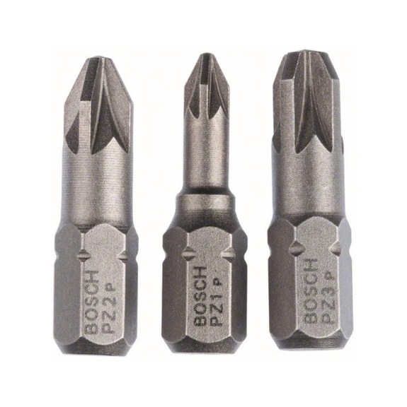 BOSCH Schrauberbit-Set Extra Hard 3-teilig PZ1 PZ2 PZ3 25 mm 2607001753 - Schraubendrehereinsatz (Sortiment)
