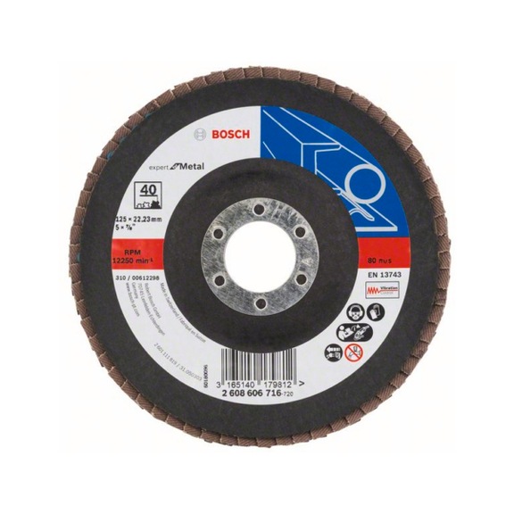 BOSCH flap disc X551 Metal angled 125 mm 40 glass cloth 2608606716 - Flap disc