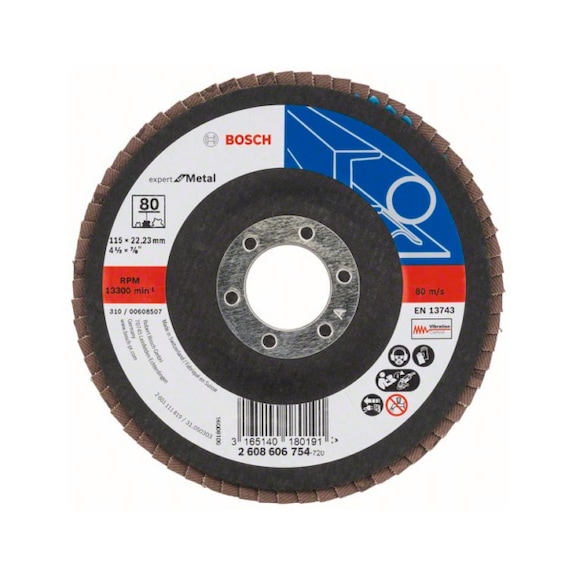 BOSCH Flap disc X551 Metal angled 115 mm 80 Glass cloth 2608606754 - Flap disc